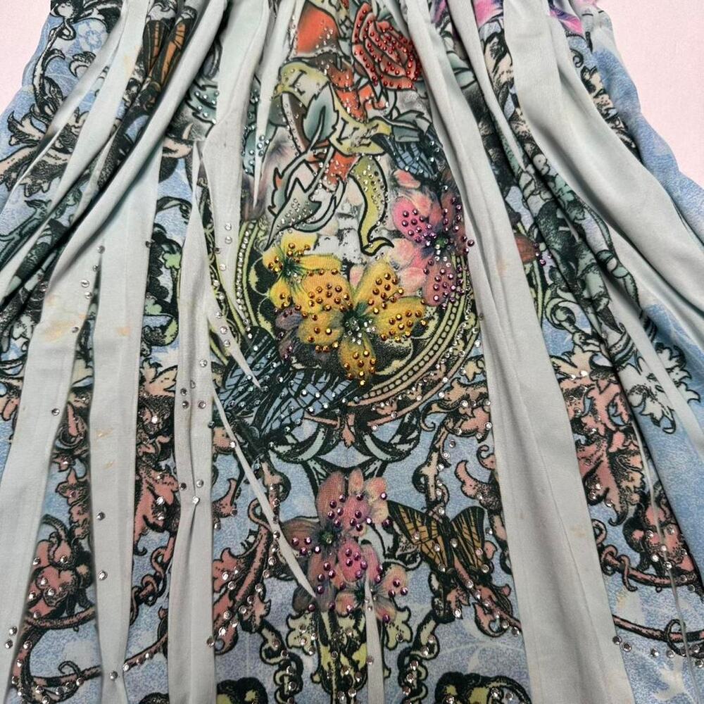 FairyCore Ed Hardy Vibes Floral Mcbling Maxi Dress Size L Brand Is Press Apparel - Picture 5 of 7